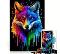 Puzzle Rainbow Fox Pop Art Fox Co pour Adolescents, 1000 pièces, Jouet de réflexion, évasion apaisante, Bords précis, Cadeau Exceptionnel (38x52cm)