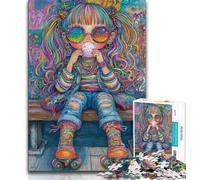 Puzzle Rainbow Girl 1000 pièces, Difficile à compléter mais Amusant et Humoristique avec Affiche et fiche de Questions-réponses Assorties 38x26cm