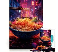 Puzzle Ramen Japan Neon pour Adolescents 1000 pièces Stimule la mémoire Détente et Douceur Découpe Lisse Cadeau élégant (50x75cm)