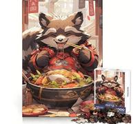Puzzle Ramen Raton Laveur 1000 Pièces pour Adultes Stimule la Mémoire Amusant et Décontracté Bords Nets Cadeau Classique (38x26cm)