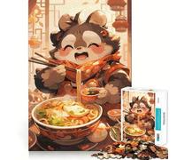 Puzzle Ramen Raton Laveur Difficile pour Adultes 1000 Pièces Jeu de Logique Pure Activité Maison Découpe Propre Joli Cadeau (38x26cm)