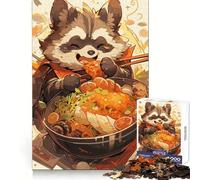 Puzzle Ramen Raton Laveur pour Adolescents 1000 Pièces Jeu de Réflexion Évasion Calme Bords Précis (38x26cm)