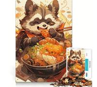 Puzzle Ramen Raton Laveur pour Adolescents 1000 Pièces Jeu de Réflexion Jouet Détente Découpe Soigneuse Cadeau Exquis (50x75cm)