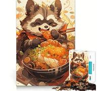 Puzzle Ramen Raton Laveur pour Adolescents 1000 Pièces Jeu de Réflexion Jouet Détente Découpe Soigneuse Cadeau Exquis (38x52cm)