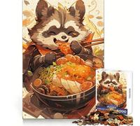 Puzzle Ramen Raton Laveur pour Adolescents 1000 Pièces Jeu de Réflexion Jouet Détente Découpe Soigneuse Cadeau Exquis (50x75cm)