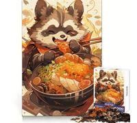 Puzzle Ramen Raton Laveur pour Adolescents 1000 Pièces Jeu de Réflexion Jouet Détente Découpe Soigneuse Cadeau Exquis (38x52cm)