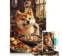 Puzzle Ramen Shiba Inu pour Adultes 1000 pièces Stimule la mémoire Jeu de Construction Amusant Objet de Collection (38x26cm)