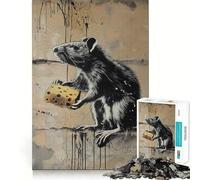 Puzzle Rat Cheese Graffiti Banksy pour Adolescents, 1000 pièces, Jeu de réflexion, Jouet Relaxant, découpe soignée, Cadeau Exquis (50x75cm)