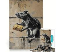 Puzzle Rat Cheese Graffiti Banksy pour Adultes, 1000 pièces, Casse-tête et Passe-Temps Calme, Assemblage d'image, Joli Cadeau (38x26cm)
