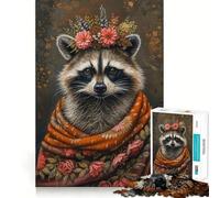Puzzle Raton Laveur avec Fleurs pour Adultes, 1000 pièces, Collection Joy Quality Edge Art, pour développer la réflexion (50x75cm)