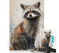 Puzzle Raton Laveur Fantaisiste 1000 Pièces pour Adolescents Jeu Stimulant Mental Assemblage Solide et Sécurisé Activité Amusante en Famille Activité Nocturne (50x75cm)