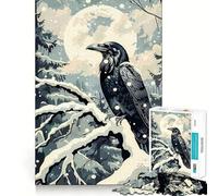Puzzle Raven and The Winter Moon pour Adultes, 1000 pièces, Collection Joy Quality Edge Art, pour développer la réflexion (50x75cm)
