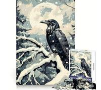 Puzzle Raven and The Winter Moon pour Adultes, 1000 pièces, Collection Joy Quality Edge Art, pour développer la réflexion (50x75cm)