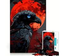 Puzzle Raven Red Moon 1000 pièces pour Adultes, Jeu d'entraînement cérébral, Image Douce et relaxante Assembler, Joli Cadeau (38x52cm)