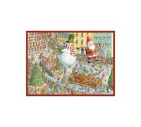 Puzzle Ravensburger 500 pièces formes uniques scène de fêtes hiver village sapins Bleu