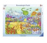 Puzzle ravensburger enfant avec cadre 11 pieces - les animaux marins : dauphin raie crabe poisson clown poulpe G