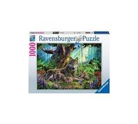 Puzzle Ravensburger - Famille de loups dans la forêt, 1000 pièces