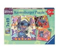 Ravensburger - Puzzle Enfant - Lot de 3 Puzzles 49 pièces - Jouer Toute la journée/Disney Stitch - Fille ou garçon dès 5 Ans - Puzzle de qualité supérieure - 3 Posters Inclus - Aventure - 12001070