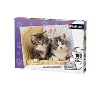 Puzzle Ravensburger Nathan Duo de chatons 100 pièces avec trieur 3 compartiments, coloris unique, 36 x 26 cm