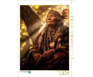 Puzzle · Rayons de Soleil de la Sagesse : Un Vieux Chef à la lumière de la | forêt · Un chef-d'œuvre artificiel qui capture la dignité d'un… · 1000 pièces · Format assemblé 64 × 48 cm · CALVENDO Puzzle