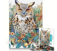 Puzzle réaliste de Hibou l'aquarelle pour Adultes, 1000 pièces, pour stimuler la mémoire, Jeu de Groupe, Motif Assembler, Surprise de Noël (50x75cm)