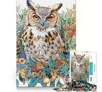 Puzzle réaliste en Aquarelle Hibou de 1000 pièces pour Adultes, Jeu d'entraînement cérébral, Image Douce et relaxante Assembler, Joli Cadeau (38x52cm)