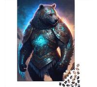 Puzzle Rectangle Créatif Adulte 1000 Pièces en Bois Ours Guerrier Jeu Pratique Décoration Familiale 1000 Pièces (75x50cm)