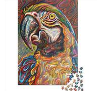 Puzzle Rectangle Créatif Adulte 1000 Pièces Perroquet Abstrait en Bois Jeu Pratique Décoration Familiale 1000 Pièces (75x50cm)