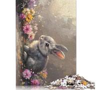 Puzzle Rectangulaire 1000 Pièces pour Adultes Motif Lapin de Pâques Puzzle Créatif Jouet de Défi 1000 Pièces (38x26cm)