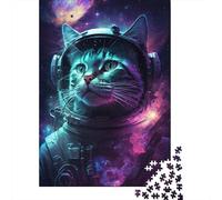 Puzzle rectangulaire en Carton 100% recyclé de qualité supérieure, Motif Chat Astronaute, idéal comme Cadeau de Noël pour garçon ou Fille, 1 000 pièces (38 x 26 cm)