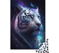 Puzzle rectangulaire en Carton 100% recyclé représentant Le Tigre Blanc de la Galaxie, idéal pour Les Enfants et Les Adultes, idéal comme Cadeau d'halloween, 300 pièces (40 x 28 cm).