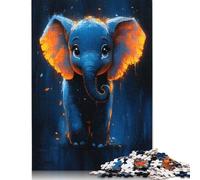 Puzzle rectangulaire en Carton 100% recyclé représentant Un Adorable bébé éléphant, idéal comme Cadeau pour la fête des Enfants et des Adultes, 1 000 pièces (75 x 50 cm).