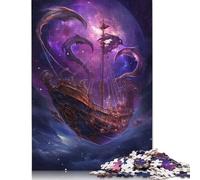 Puzzle rectangulaire en Carton 100% recyclé représentant Un Bateau Pirate Fantastique, idéal comme Cadeau pour la fête des Enfants et des Adultes, 1 000 pièces (38 x 26 cm).