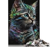 Puzzle rectangulaire en Carton 100% recyclé représentant Un Beau Chat, idéal comme Cadeau de Noël pour garçon ou Fille, 1 000 pièces (38 x 26 cm)