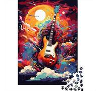 Puzzle rectangulaire en Carton 100% recyclé représentant Un Chat et Une Guitare, idéal comme Cadeau de Noël pour Adultes, 1 000 pièces (38 x 26 cm)