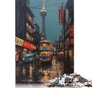 Puzzle rectangulaire en Carton 100% recyclé représentant Une Peinture à l'huile de Tokyo, Japon, idéal pour Les Cadeaux de Noël, pour Adultes et Enfants, 1 000 pièces (75 x 50 cm)