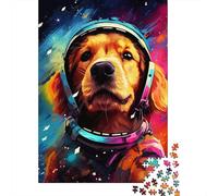 Puzzle rectangulaire en Carton représentant Un Astronaute Artistique, Golden Retriever, pour Adultes et Enfants, Cadeaux de Noël, 1 000 pièces (75 x 50 cm)