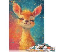 Puzzle rectangulaire en Carton représentant Un Faon étoilé et Joyeux, idéal pour Les Enfants et Les Adultes, idéal comme Cadeau de Noël, 1 000 pièces (75 x 50 cm)