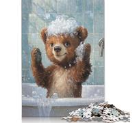 Puzzle rectangulaire en Carton représentant Un Ours dans Un Bain moussant, idéal pour Les Enfants et Les Adultes, idéal comme Cadeau de Noël, 1 000 pièces (75 x 50 cm)
