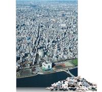 Puzzle rectangulaire en Carton représentant Une Vue aérienne du Paysage Urbain de Tokyo, idéal pour Les Adultes et Les Enfants, idéal comme Cadeau de Noël, 1 000 pièces (75 x 50 cm)