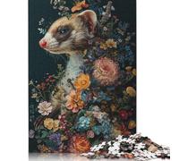 Puzzle rectangulaire en Papier à emboîtement précis, Motif Furet Floral, pour garçon ou Fille, Cadeau de Noël, 1 000 pièces (26 x 38 cm)