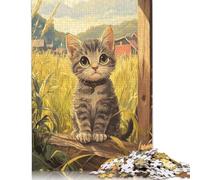 Puzzle rectangulaire en Papier à emboîtement précis représentant Un Chat Rural Chinois, idéal pour Les Cadeaux de Noël des garçons ou des Filles, 1 000 pièces (75 x 50 cm)