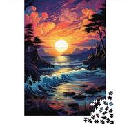 Puzzle rectangulaire en Papier à emboîter, Paysage de Coucher de Soleil Fantastique coloré, pour garçon ou Fille, Cadeaux de Noël, 1000 pièces (75 x 50 cm)