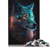 Puzzle rectangulaire en Papier à emboîter précis représentant Un Loup de la Galaxie colorée, idéal comme Cadeau de Noël pour garçon ou Fille, 1 000 pièces (75 x 50 cm)