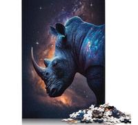 Puzzle rectangulaire en Papier à emboîter précis représentant Un rhinocéros, Un Animal Galactique, pour garçon ou Fille, Cadeau de Noël, 1 000 pièces (38 x 26 cm)