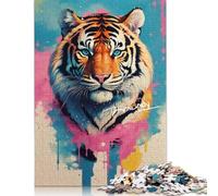 Puzzle rectangulaire en Papier coloré représentant Un Tigre, idéal comme Cadeau d'anniversaire pour garçon ou Fille, 1 000 pièces (75 x 50 cm)
