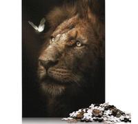 Puzzle rectangulaire en Papier Motif Lion et Papillon, idéal pour Adultes et Adolescents, idéal comme Cadeau de Noël, 1 000 pièces (75 x 50 cm)