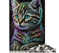 Puzzle rectangulaire en Papier représentant Un Beau Chat, idéal comme Cadeau d'anniversaire pour garçon ou Fille, 1 000 pièces (38 x 26 cm)