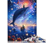 Puzzle rectangulaire en Papier représentant Un garçon Baleine dans Un Ciel de rêve, idéal comme Cadeau d'anniversaire pour garçon ou Fille, 1 000 pièces (26 x 38 cm)