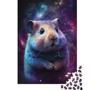 Puzzle rectangulaire en Papier représentant Un Hamster, Un Animal Galactique, pour Adultes et Adolescents, idéal comme Cadeau de Noël, 300 pièces (40 x 28 cm)